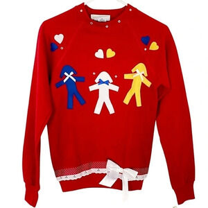 Vintage 70s 80s Handmade Sweatshirt Pullover Womens Size XS Small Grannycore EUC